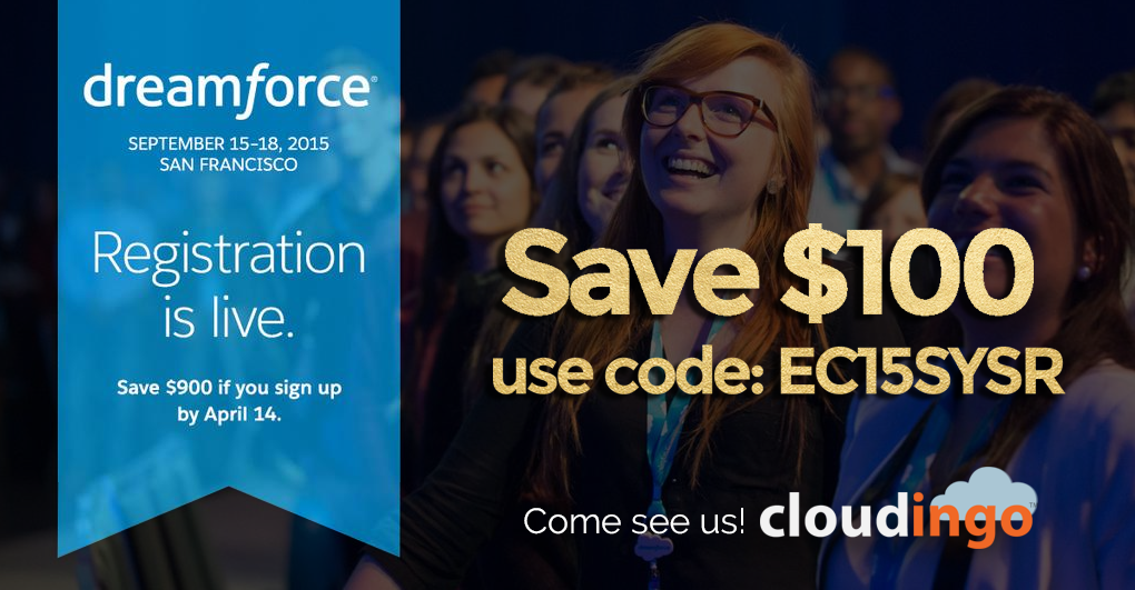 cloudingo's tweet image. Excuse us while we jUmP uP &amp;amp; dOwN but we just registered for #df15! Psst: use code EC15SYSR to save $100!