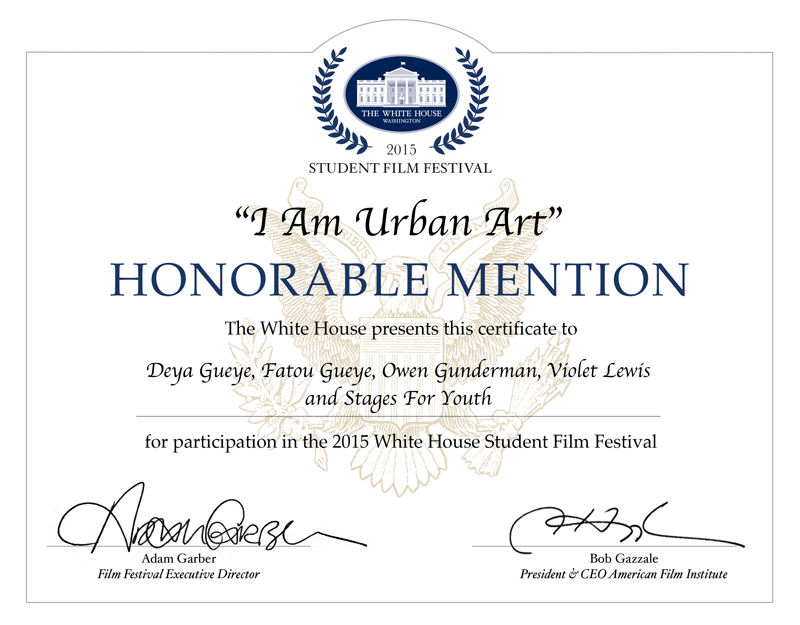 This just in from The White House. Deya, Fatou, Owen, Violet. You rock! Here's to What's Possible.