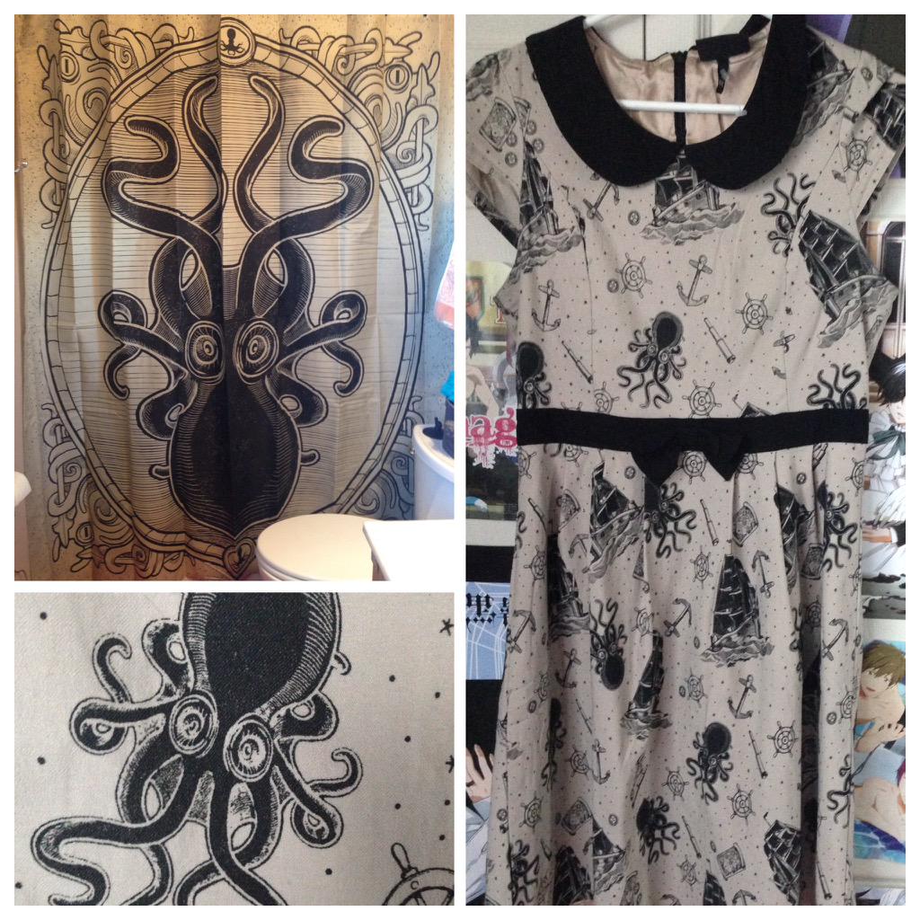 annaizanami's tweet image. The shower curtain in my house matches my dress 👌🐙⚓️
#blamebetty