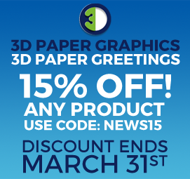 3DPaperGraphics's tweet image. Use code NEWS15 for 15% off on any product before March 31st! 3dpapergreetings.com/newsletter-pro…