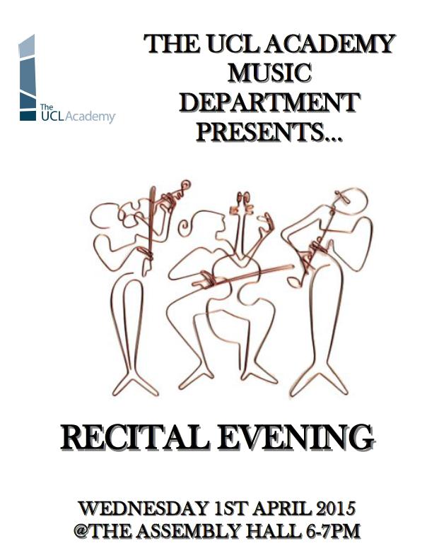 Music Recital night <a href="/UCL_Academy/">The UCL Academy</a> 1/4/15. All students and family invited. Reserve online at
bit.ly/1Bn6vx3