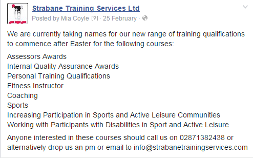 New Sports Courses to commence after Easter! We're building sporting links throughout the community.