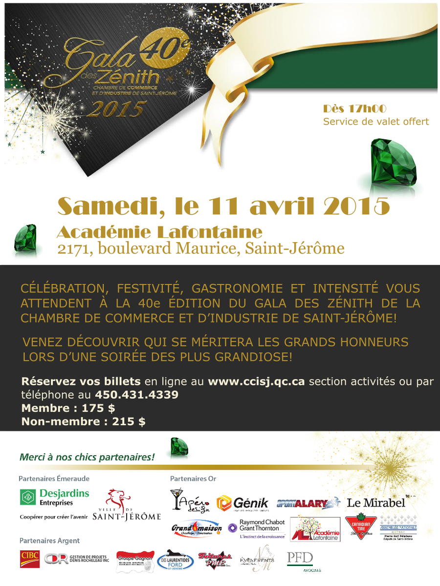 CCISJ's tweet photo. Ne manquez pas cette soirée grandiose dédiée aux gens d'affaires de la région! #galazenith2015 http://t.co/7ravV7N3Kq