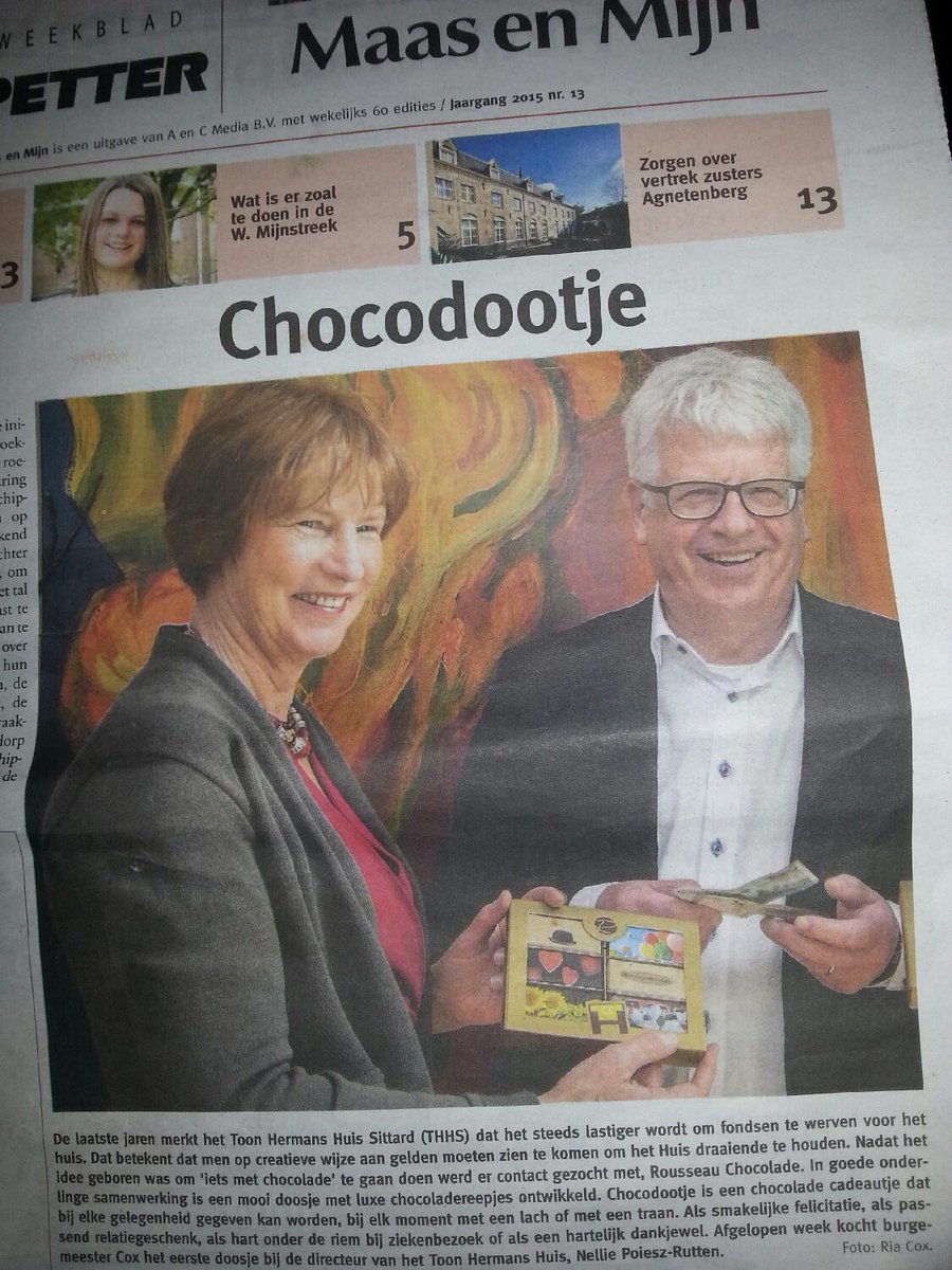 chocodootje's tweet photo. En nog even nagenieten van het succes van Chocodootje in de Trompetter van 25 maart. En we gaan ermee door!! http://t.co/qghhJzGxcL