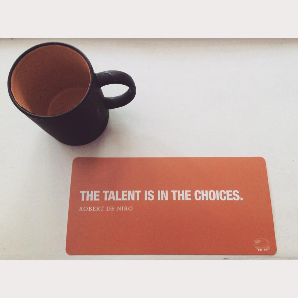 Benjaax's tweet photo. "THE TALENT IS IN THE CHOICES" Robert De Niro. #quotes #talent #choices #quoteoftheday http://t.co/CpdfGZTQyN