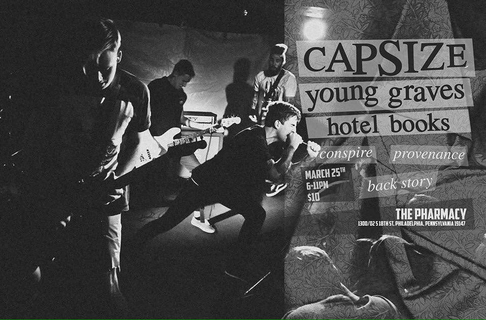 BackstoryPA's tweet photo. Tonight we're playing Philly w/ @capsizeband @YoungGravesHC @HotelBooks and more! Doors are at 6! http://t.co/jAjD3G44zs