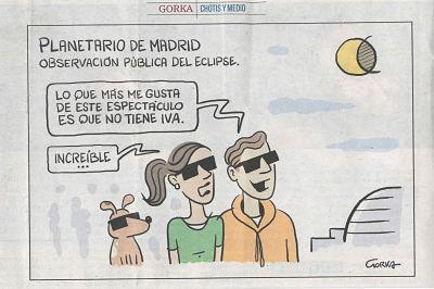 PlanetarioMad's tweet photo. Recordando #eclipseplanetmad con @FundaciolaCaixa con esta viñeta de Gorka via @elmundoes http://t.co/ir3cEyWDbJ