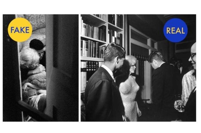 KompasTV's tweet photo. 4. Ternyata foto Kennedy &amp; Monroe yg bermesraan direkayasa Alison Jackson. Foto aslinya seperti ini: #KompasTrivia http://t.co/hIHHsTqKci
