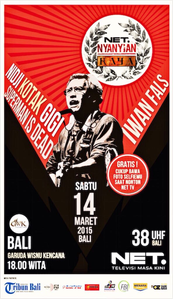Saksikan meriahnya konser <a href="/iwanfals/">VL</a> #NET_NyanyianRaya di NET tv, Sabtu, 14 Maret 2015 pkl 19.00 WIB, LIVE dari Bali.