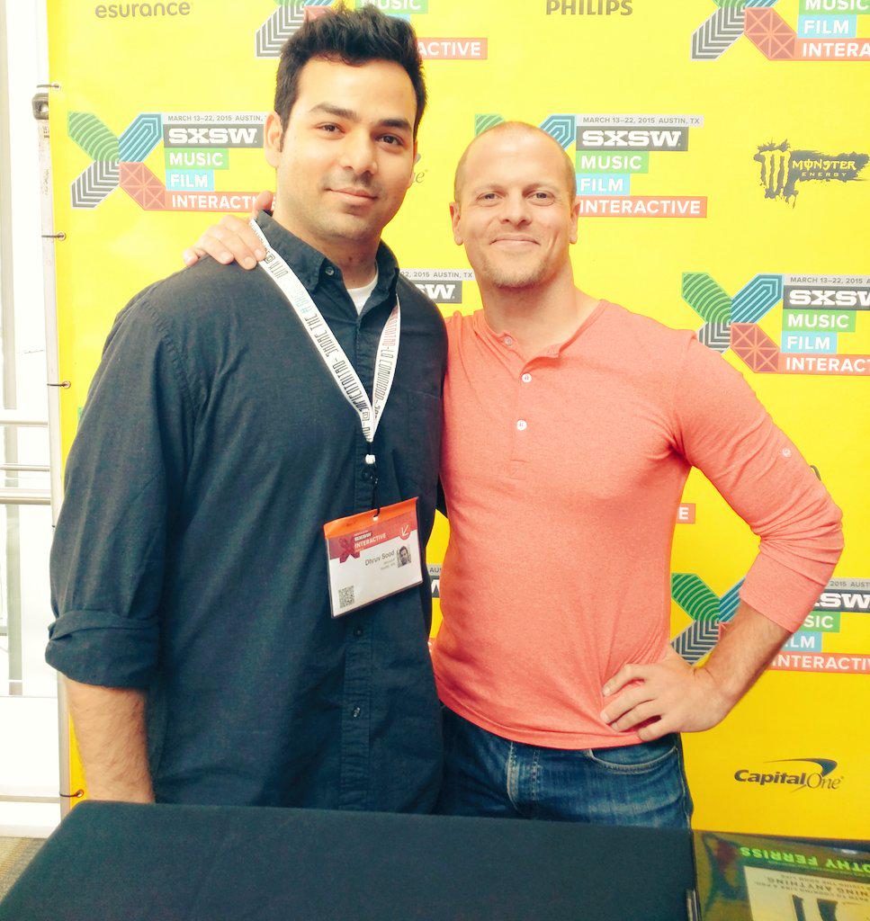 dhruvsood's tweet image. Stock photography with @GuyKawasaki &amp;amp; @tferriss, &amp;amp; signed copy of #4HourChef = #SXSWInteractive highlight.