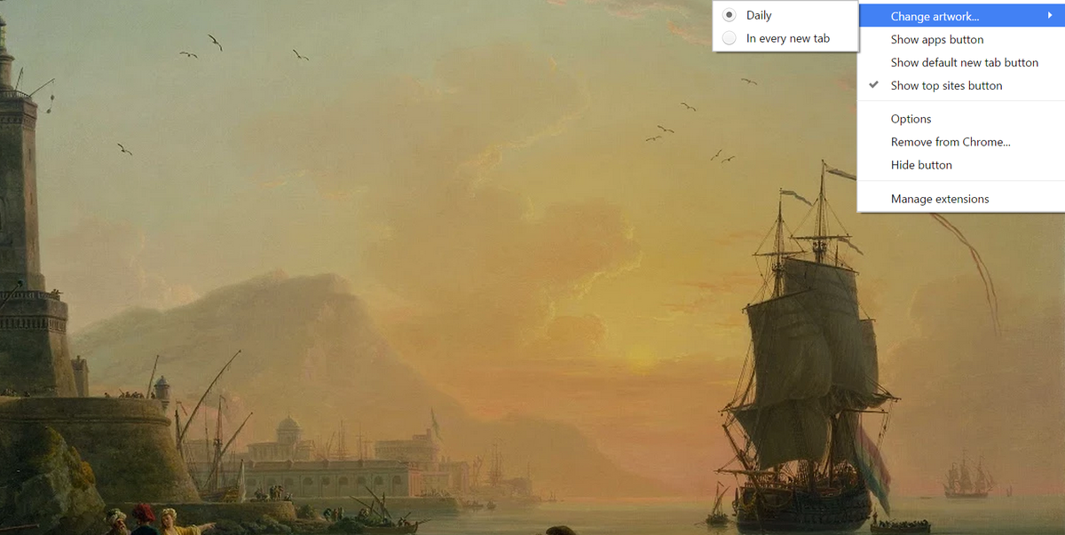 VentureBeat's tweet photo. Google's new Chrome extension serves up a fresh piece of art with each new tab you open http://t.co/5ehRbS34uB http://t.co/mAVV57BVnO