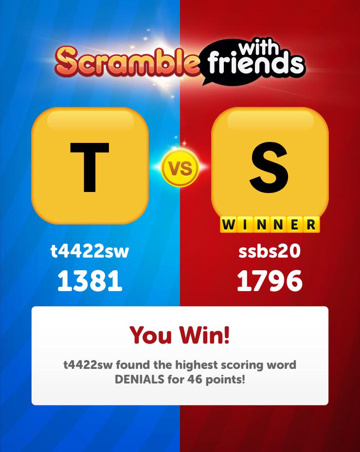 ssbs20's tweet photo. I won in #ScrambleWF. Think you can beat me? Username: ssbs20 http://t.co/YMtS5mPCVC http://t.co/JZt7G53GH9