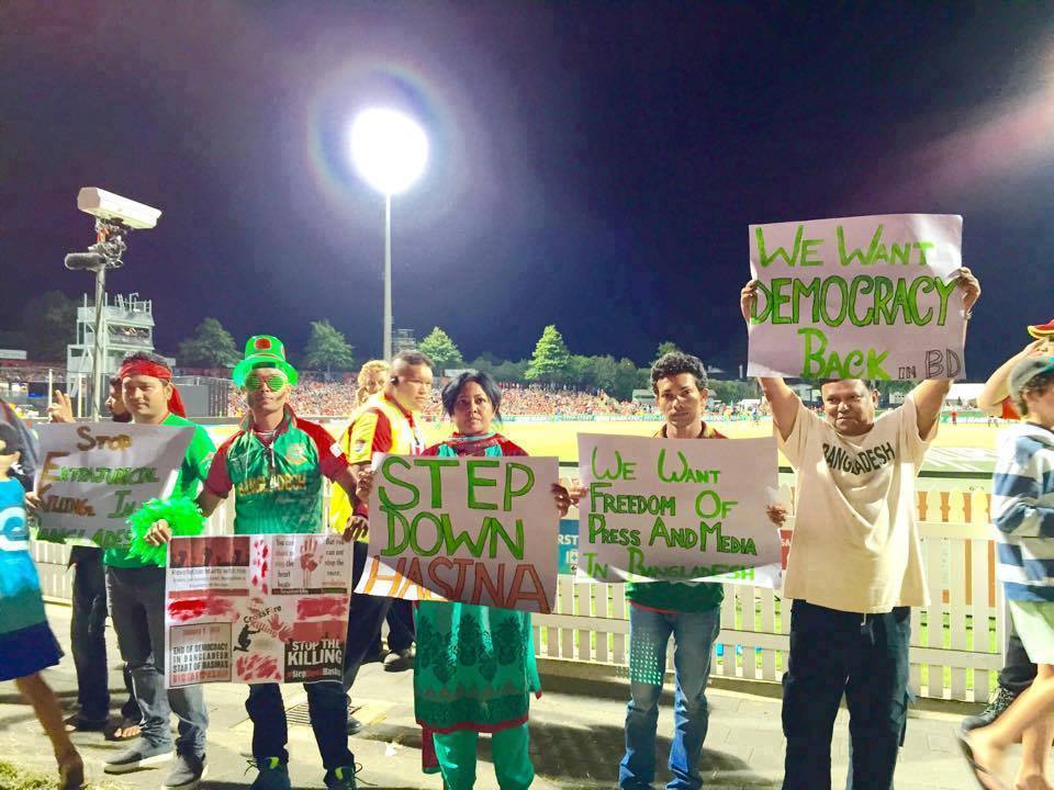 RKzayed's tweet photo. #Bangladesh democracy Protest spread to the cricket world Cup #stepdownhasina #SupportZia @AP @cnni @AJEnglish @UN http://t.co/PRIPxG7XQE