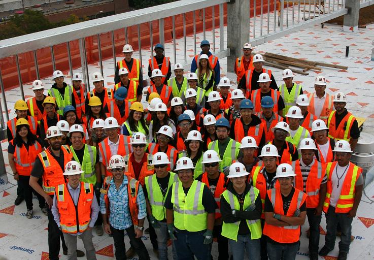 Nordbak's tweet photo. Great field trip to a @McCarthyBuild UCLA project with 49 @lbjordanhs STAR Program and @ACEMentor students. http://t.co/b7JXe7ibAh