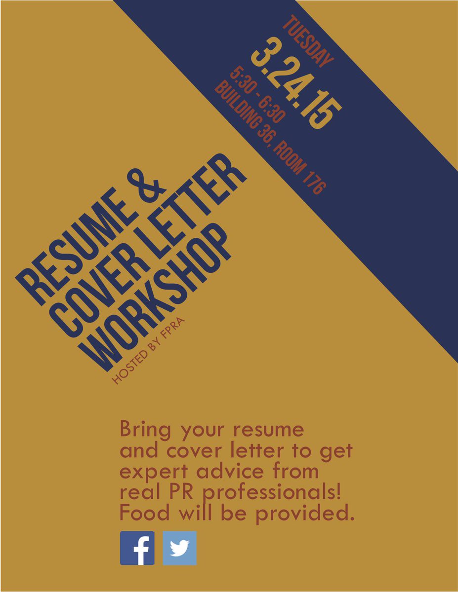 Graduation is almost here! Come to our resume and cover letter workshop March 24! #fpra