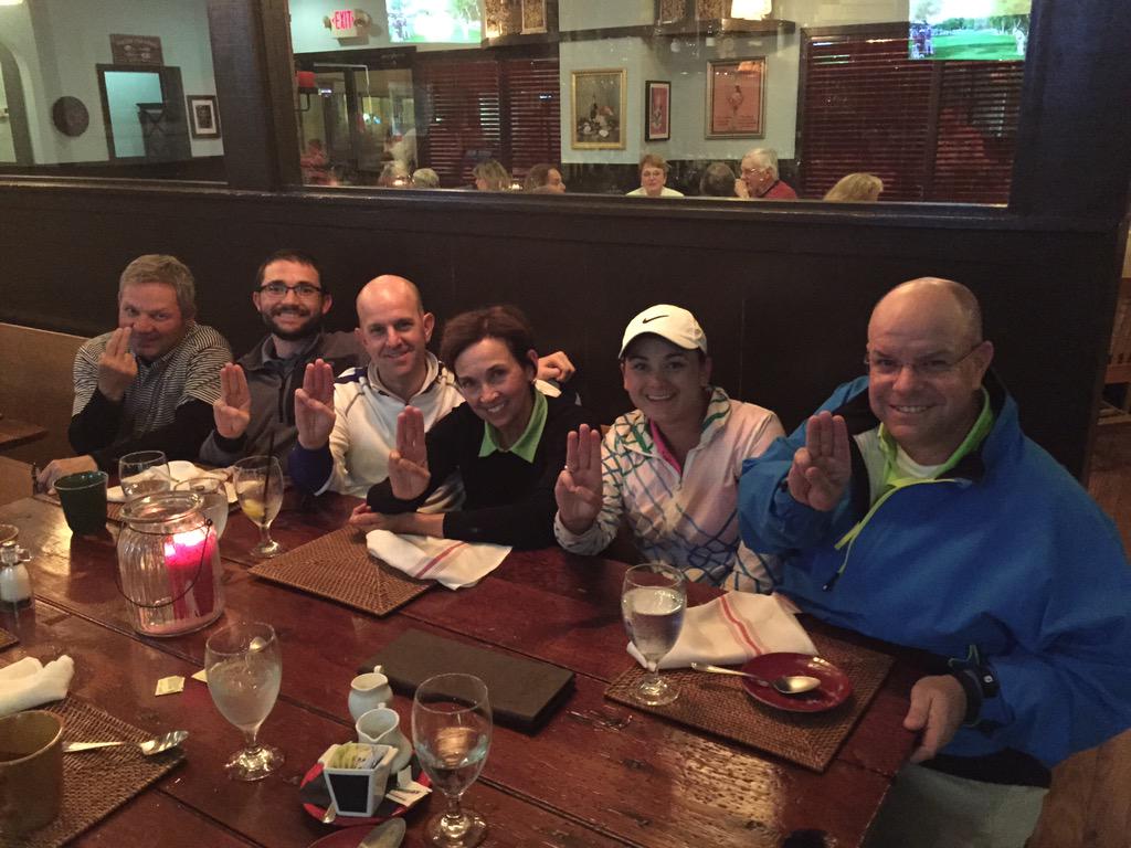 Fun day today at Dolphin Head Golf Course. The newest additions to the <a href="/AimPointGolf/">AimPoint Golf</a> Team at dinner. #MakeEverything