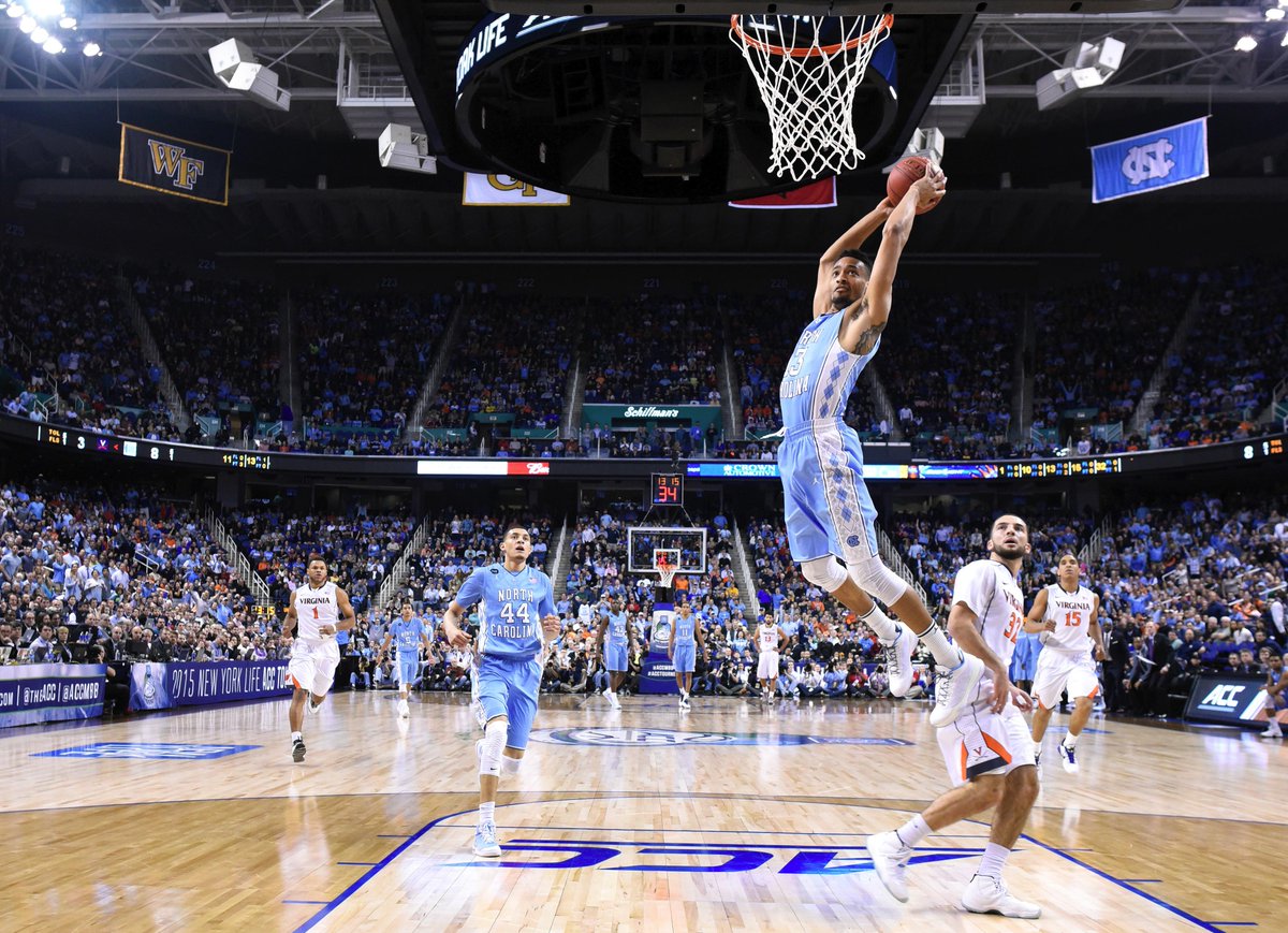 SportsCenter's tweet photo. Tar Heels hold on. Despite late run by No. 3 Virginia, No. 19 North Carolina prevails 71-67; advances to ACC title. http://t.co/TQbIhbkfGR