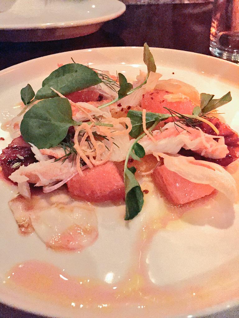 CharlieBroder's tweet image. What's good! @SaffronMpls @samehwadi super delicious winter citrus and crab salad! #yup