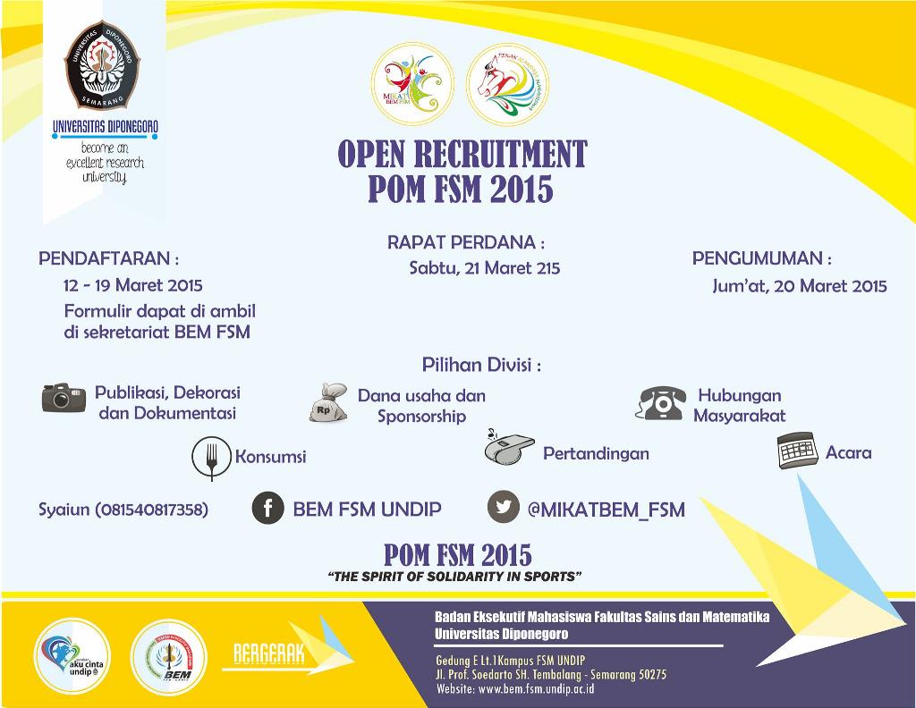MIKATBEM_FSM's tweet photo. H-5 OPREC PANITIA POM FSM 2015, yuk buruan jangan sampai ketinggalan yaa http://t.co/MStVyKGOdL