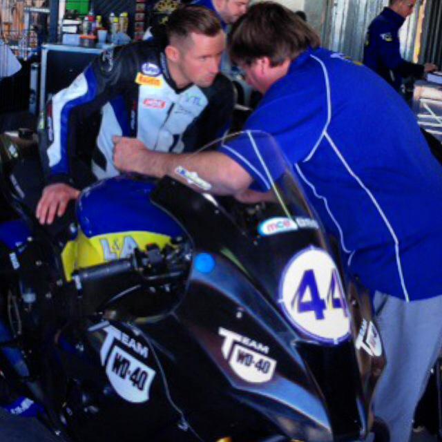 GRMotoSport's tweet photo. Good to see @JackKennedy14 &amp; AndyJ playing the old@classic .. who blinks first !! @OfficialBSB #teamwd40 #wd40 http://t.co/hOkbMrIlPR