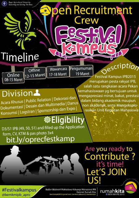 H-1 OR FestKamp 2015. Yuk daftar dan jadi bagian sejarah #1 Pekan Kemahasiswaan IPB :)  @bemFKH_IPB <a href="/bemfpikIPB/">BEM FPIK IPB</a>