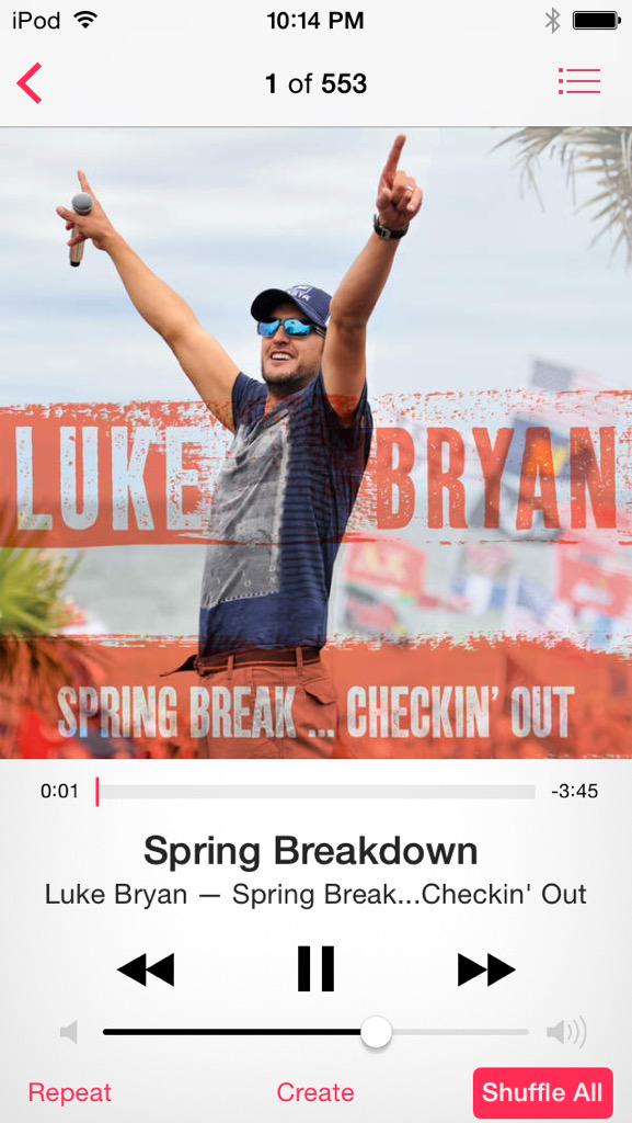thisistherese_'s tweet photo. @LukeBryanOnline obsessed with the new album. Can never get enough. ๐ง #SpringBreakCheckinOut http://t.co/GT04HZy6Ur