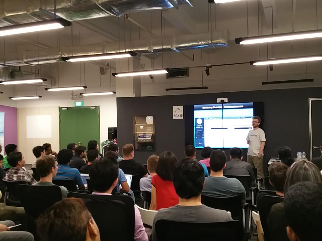 mohitkanwal's tweet photo. @m_smalley talking about #blockchain #blockstrap #fossasia http://t.co/lnQbP14spN