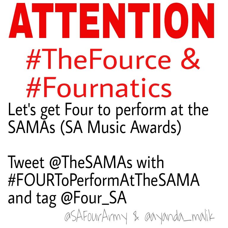 SAFourArmy's tweet photo. ATTENTION! 
PLEASE LET'S MAKE THIS HAPPEN for @Four_SA
Idea credit to @ayanda_malik ❤ http://t.co/2o7VKHysvh