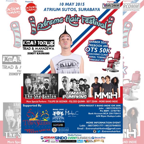 <a href="/extremehairfest/">Extremehairfest</a> 10 MAY 15 with @ikmaltobing TRIAD &amp; <a href="/MAHADEWAband/">Mahadewa</a> feat ZONDY KAUNANO <a href="/TomatoPumpkins/">Tomato Pumpkins</a> @TheSkaBanton