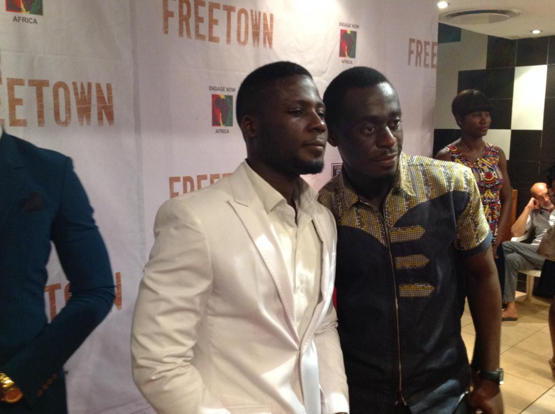 gtvbfshow's tweet photo. Godwin Namboh and a fan at #freetownmovie world premiere, Silverbird http://t.co/37mfmfPptG