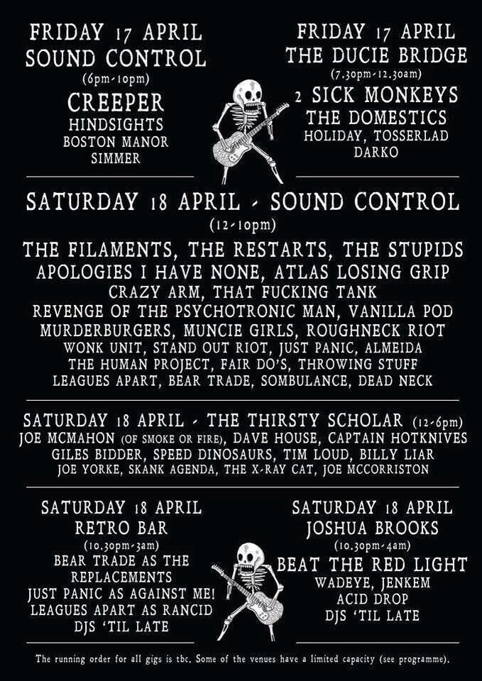 <a href="/the_restarts/">The Restarts</a> <a href="/joeydonitz/">joe mcmahon</a> @iknowdavehouse playing MPF, 5 weeks today! Tickets: manchesterpunkfestival.co.uk