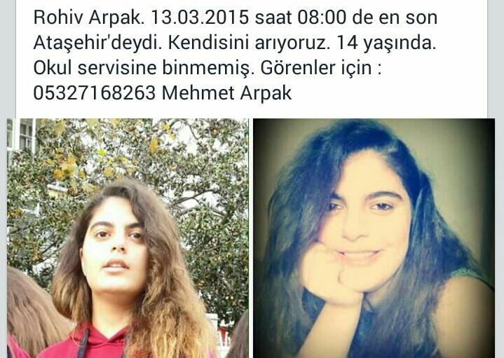 igneciler's tweet photo. Dostlar bir kayıp kızımız daha var. RT lütfen... 30 saattir kayıp. Adı: Rohiv Arpak http://t.co/rKWpRVYqgm