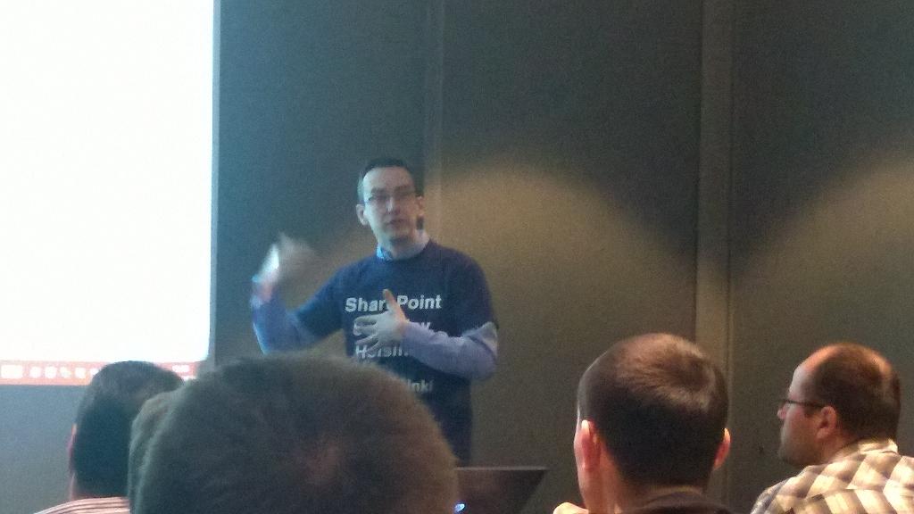 juhaant's tweet image. Now @PaoloPia on the stage at #spshelsinki #office365API