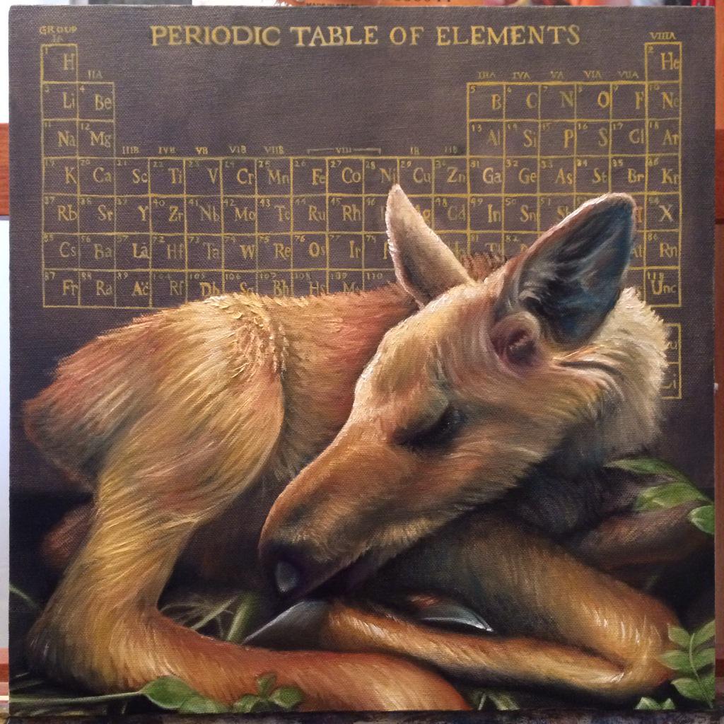 davidfstarr's tweet image. Back at it. #DmitriMendeleev the #Baby #Moose #painting #oilpainting #art #PeriodicTableOfElements #Mendeleev  #wip