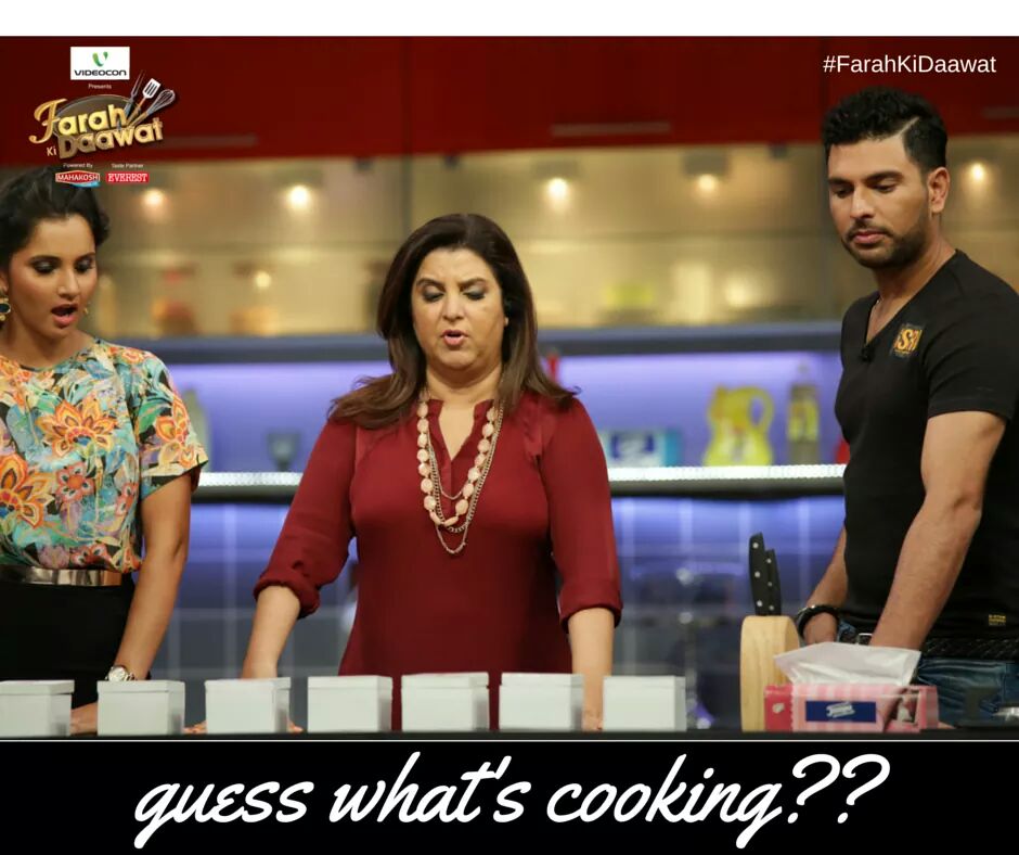 FarahKiDaawat's tweet photo. Any guess what @MirzaSania  &amp; @YUVSTRONG12  will cook on #FarahKiDaawat
Share in your thoughts. http://t.co/y3J5WqOfZn