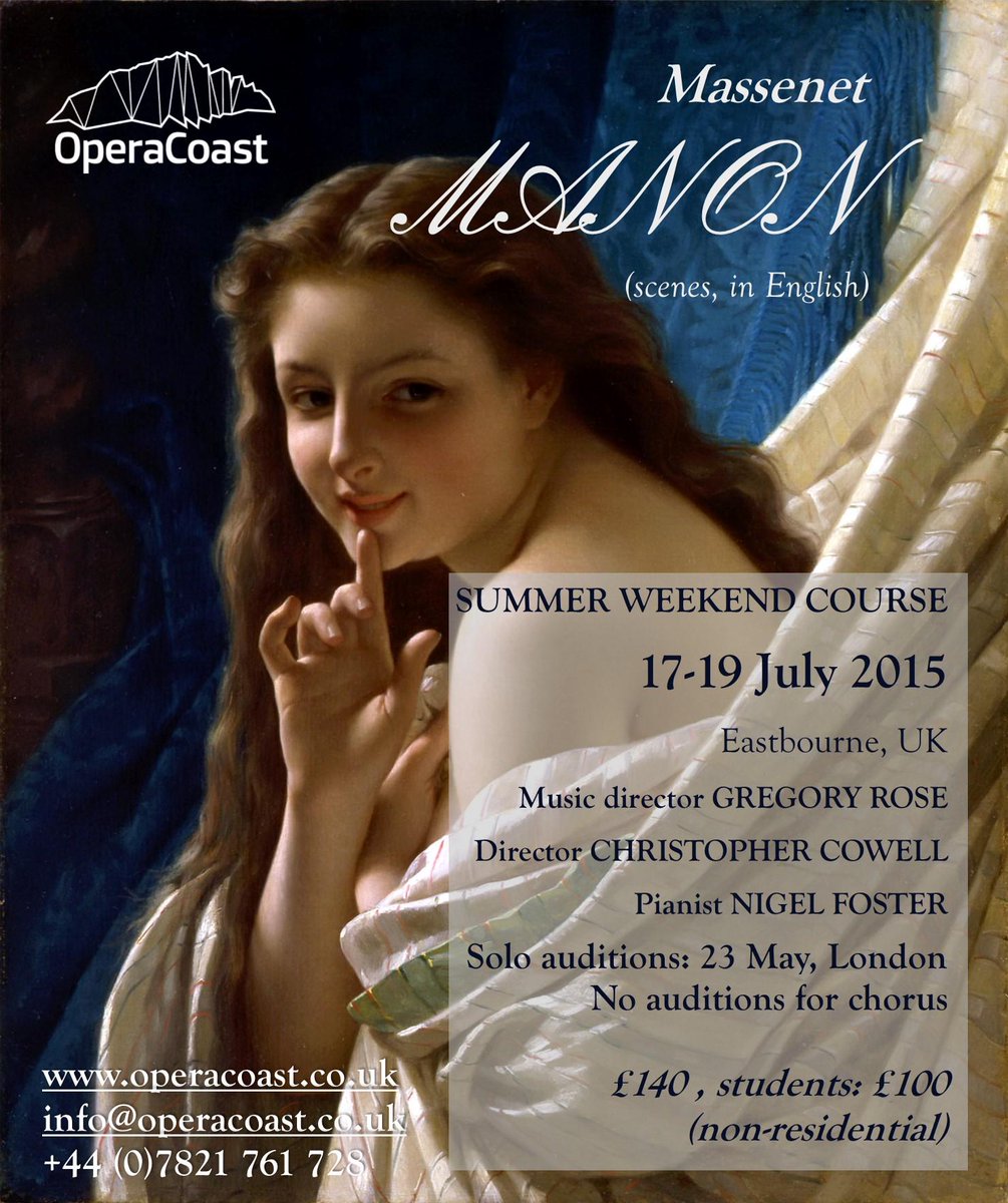 OperaCoast's tweet image. @OperaVenture #Opera course for emerging singers,July #Sussex.Auditions May,#London. Apply:operacoast.co.uk RTW