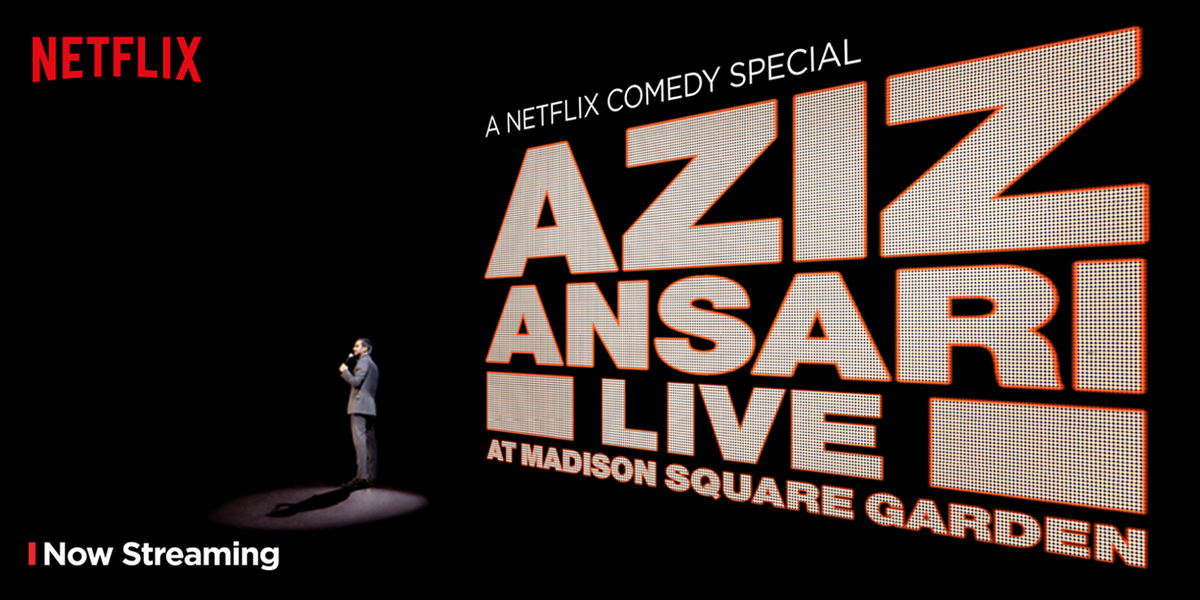 netflix's tweet photo. With three ‘A’s. #AzizMSG http://t.co/iCAwcPCABY