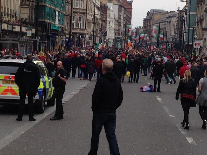 swpolice's tweet photo. If you're in Cardiff for the match Enjoy your day. Remember #drinklessenjoymore http://t.co/b3JBkDLYid
