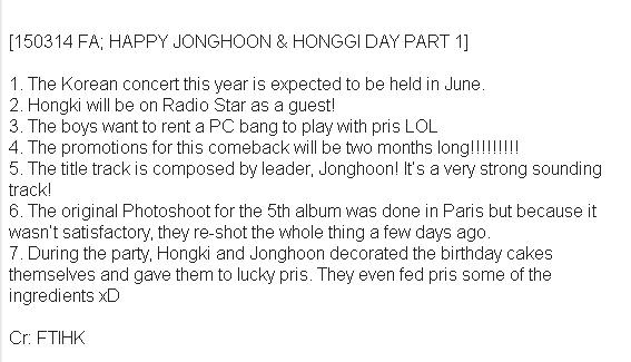 AnubisMoon's tweet photo. 150314 Happy Jonghoon and Hongki Day 
Trans by reblogtofangirl
Part 1 http://t.co/THNHTuD1DW