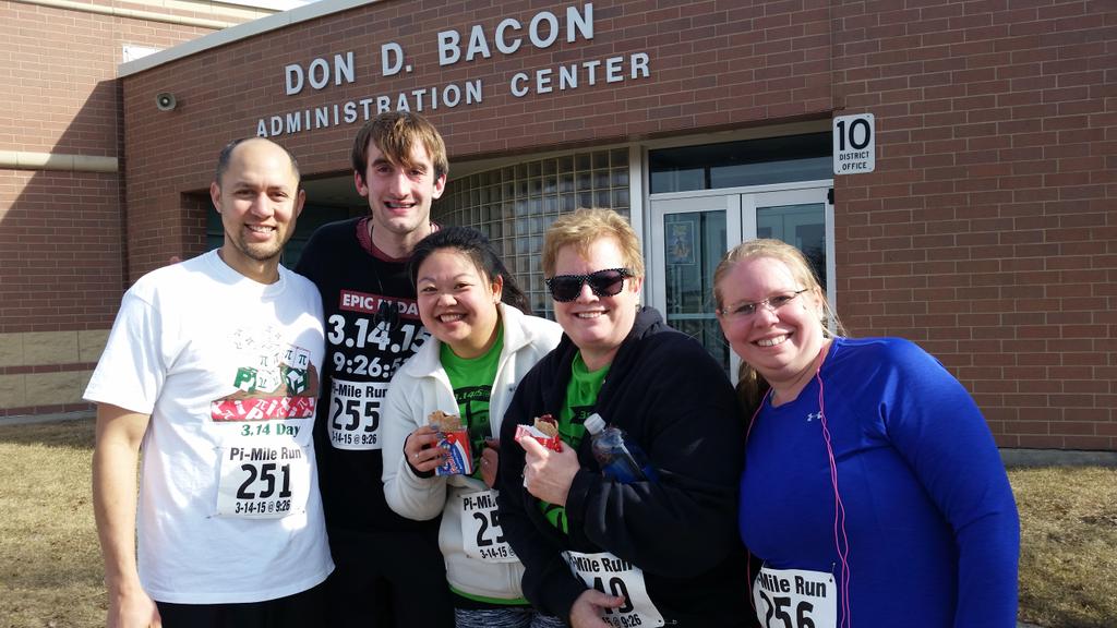 Epic pi day. 3.14.15 <a href="/926/">Lynn Lindsey</a>.  Some Lp teachers spent the morning running the pi run. 3.14 miles.