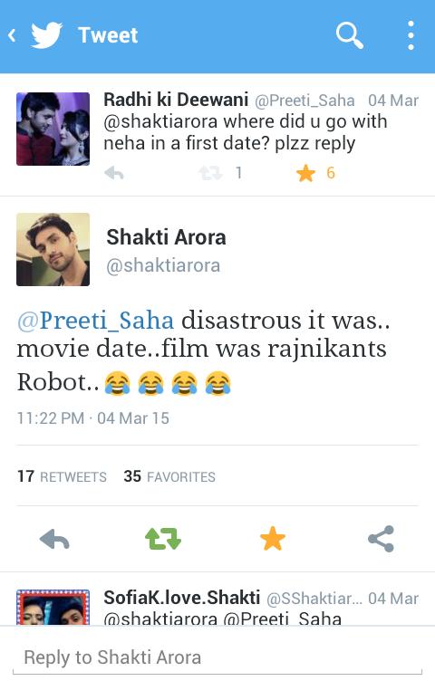 Preeti_Saha's tweet photo. @salmanirshad15 @SShaktiarora @menakaayesha @ImArunBisla @riyabohra99 m very happy got reply frm shakti love u lot :) http://t.co/BbI8nk8iKM