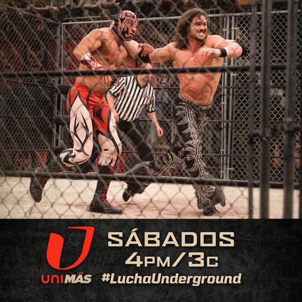 UniMas's tweet photo. “@LuchaElRey: ¡#Johnny Mundo y #KingCuerno se enfrentan en la primera #LUCHAENJAULA de #LuchaUnderground! 4pm ET. http://t.co/bdFFdTVjLj”