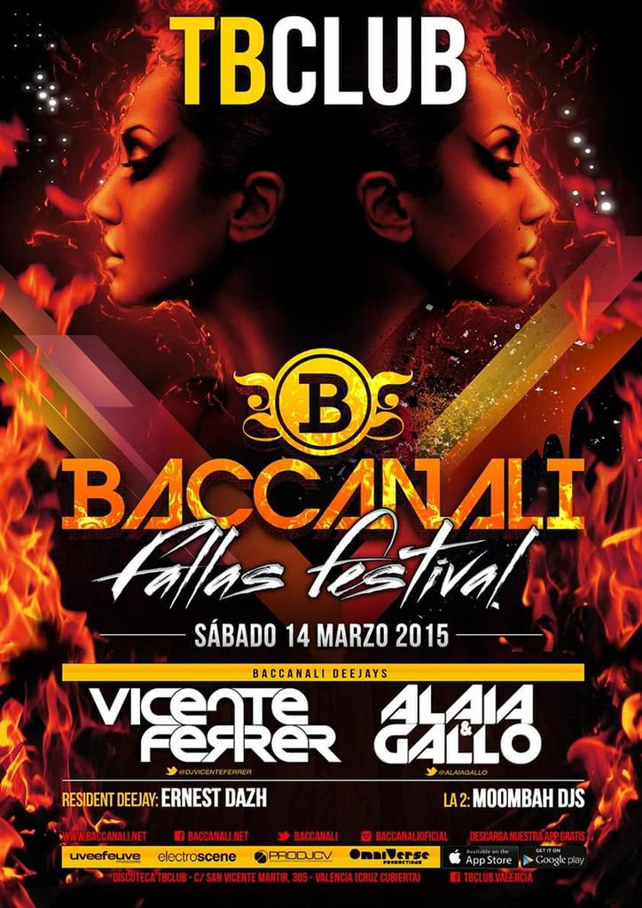 Hoy toca BACCANALI Fallas Festival TBCLUB Valencia, sala la2 os esperamos con todos los hits del momento MOOMBAHDJS