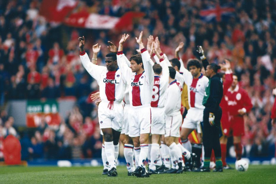 FranceFoot90's tweet photo. Paris Saint Germain - Liverpool - 1997 

#TeamPSG http://t.co/9xTcB6tftw