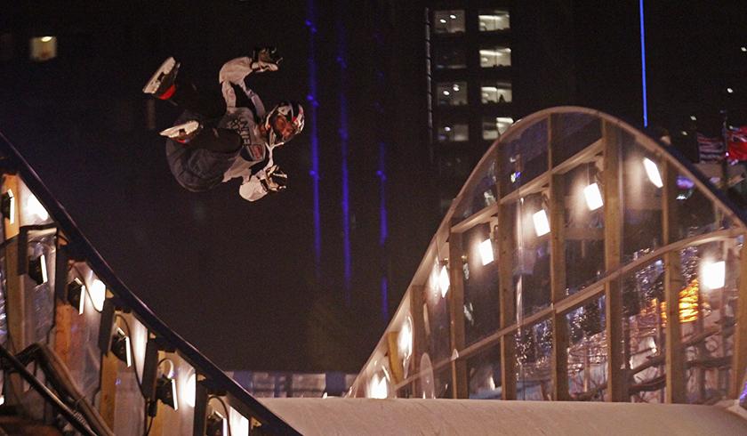 GarciaAlbertoP's tweet photo. Sky High! @RedBullCanada #shawconference #CrashedIce #yeg http://t.co/f0qBqy9fFD