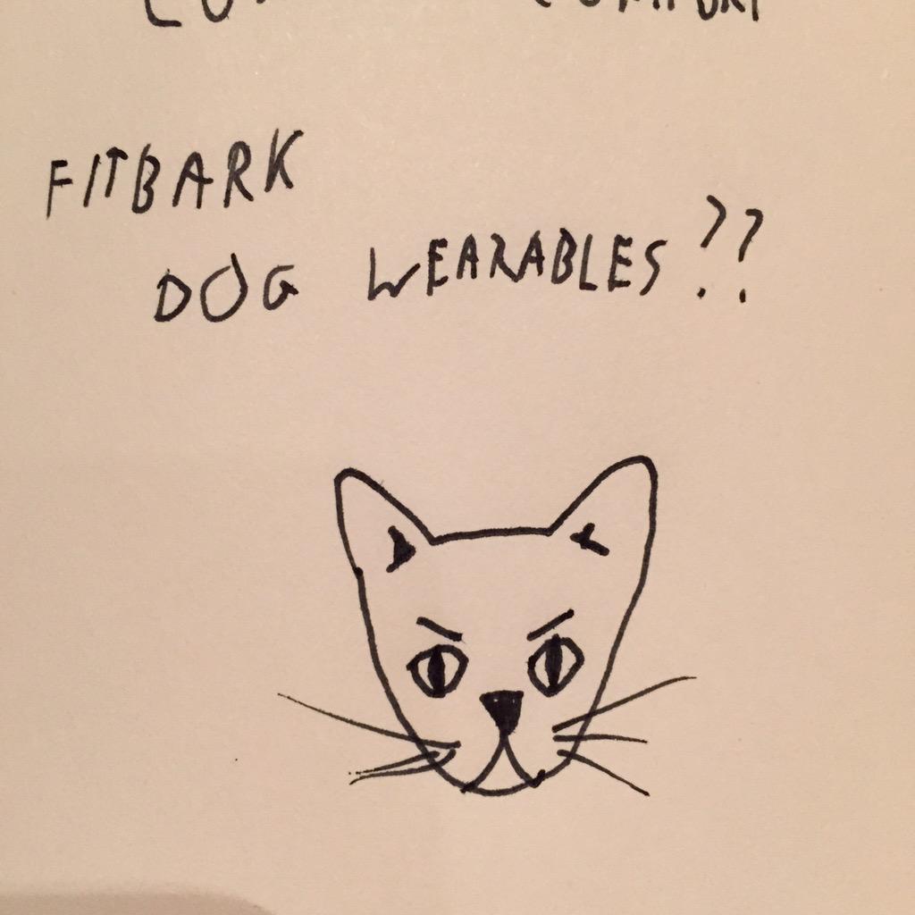 mattmonnin's tweet photo. Pitch: FitBark - wearable tech for your dog. What? Dogs need to be healthy too. Where's FitMeow? #SXSW #abelsontaylor http://t.co/FIqwUfGYFg