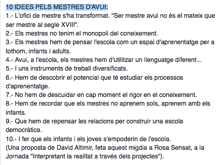 RosaSensat's tweet photo. 10 idees pels mestres d'avui per @davidaltimir @FMRPc @JaumeFunes @DiariEducacio @ARAcriatures @YoEPublica http://t.co/nT7lgRNF3B