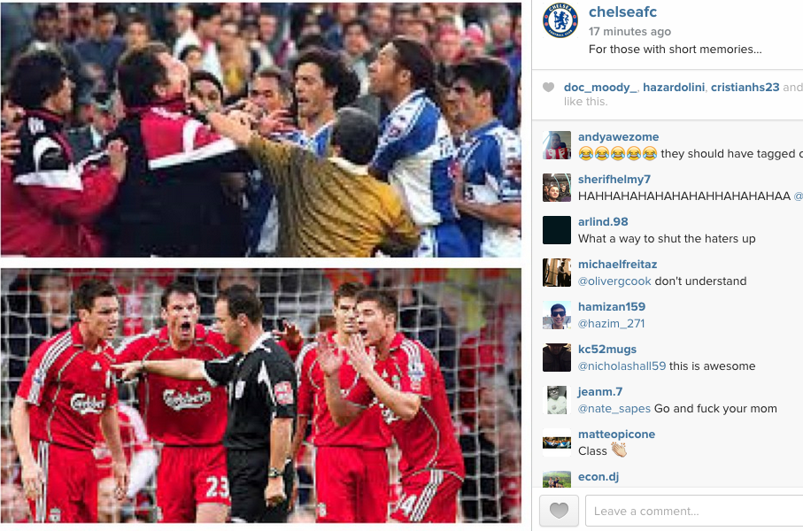 worldsoccertalk's tweet photo. Shots fired from Chelsea FC's Instagram account! #CFC http://t.co/6jTDUElTTc