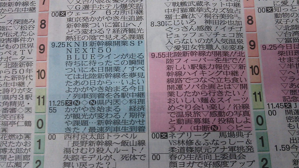 たかはし 富山 Auf Twitter 北日本新聞のテレビ欄が縦読みになってた Http T Co Niyioheljo
