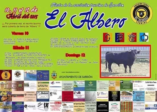 LosGriyaos's tweet photo. Aquí os dejamos el ESPECTACULAR cartel de la fiesta de la A.T. "El Albero" de #Sarrión (#Teruel). #SíALosToros http://t.co/IVSpIPbGrK
